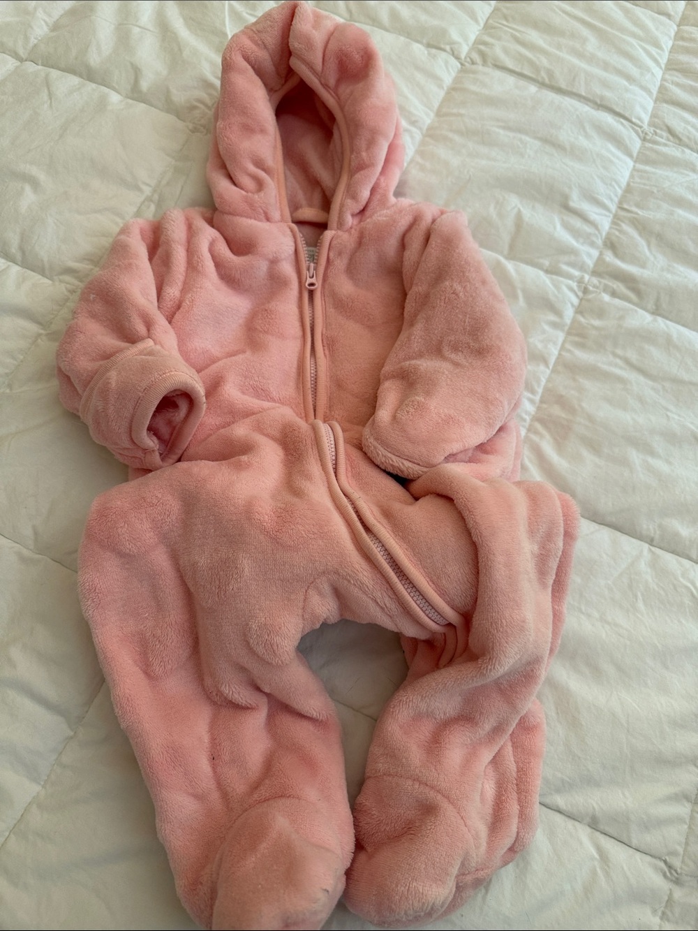 Infant Soft Pink Fleece Hooded Baby One-Piece snowsuit, the Children’s Place